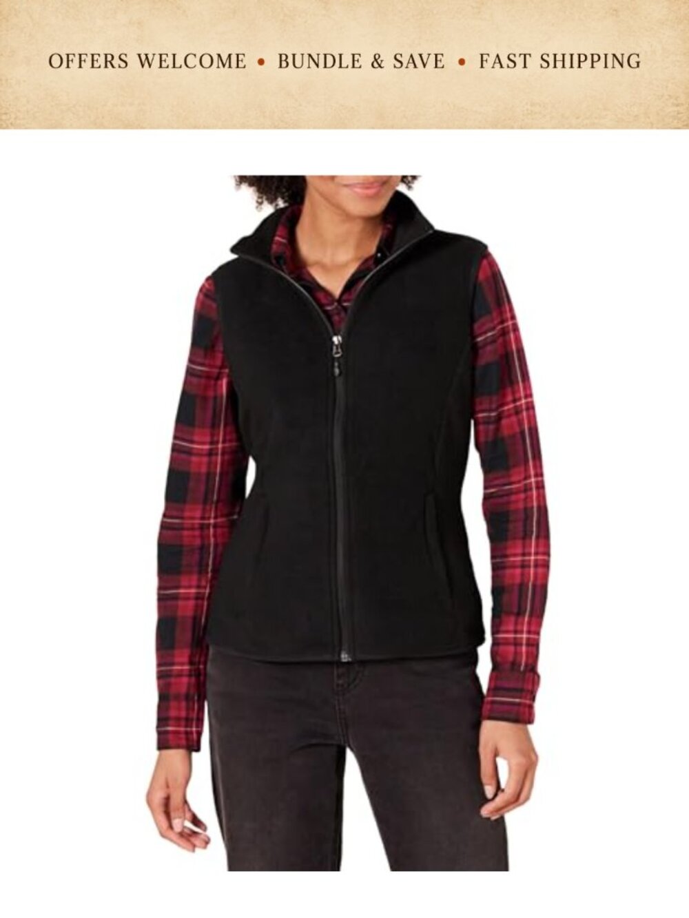 Classic Fit Sleeveless Polar Fleece Vest Zip Pockets
